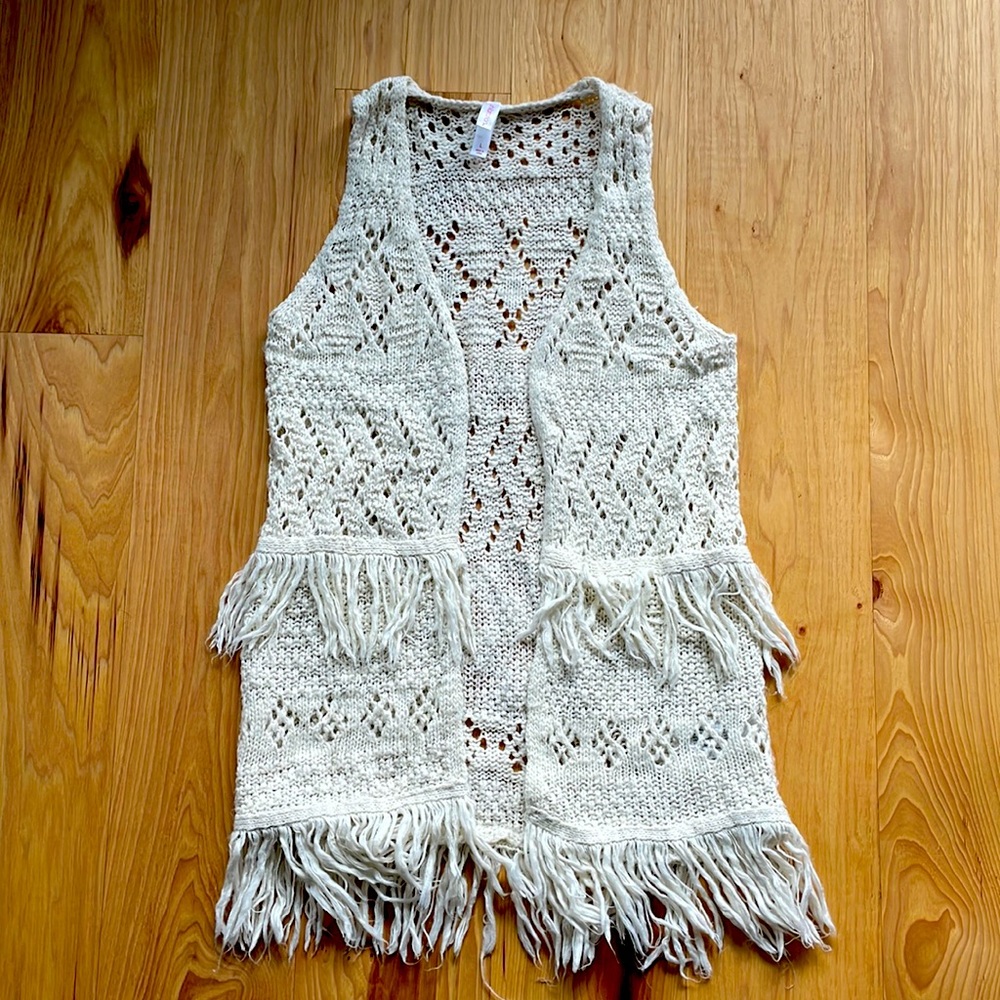 Girls boho fringe sweater duster